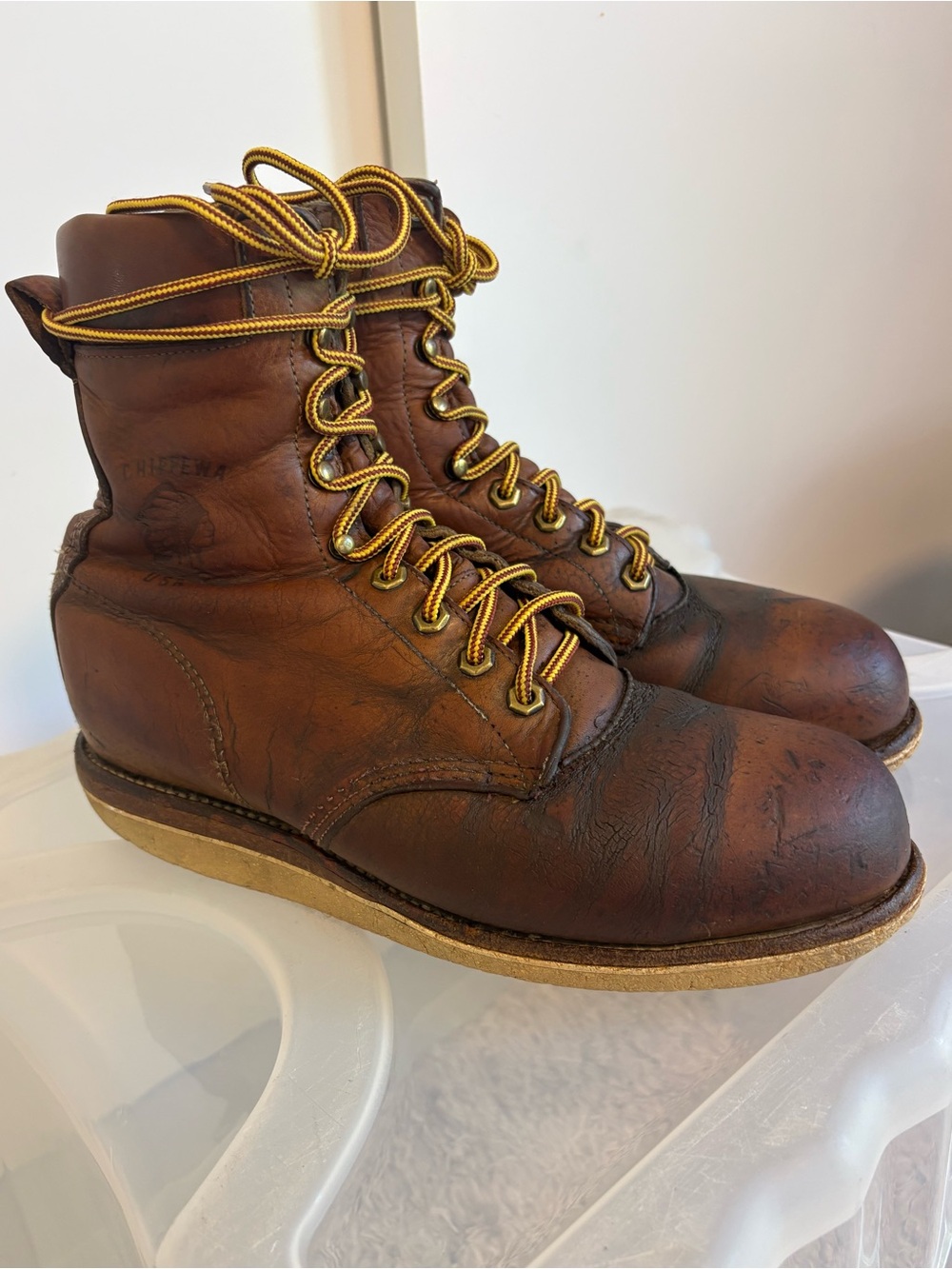 Vintage 1997 Chippewa 21001 Made in USA Packer 6” Field Boots Size 8D steel toe